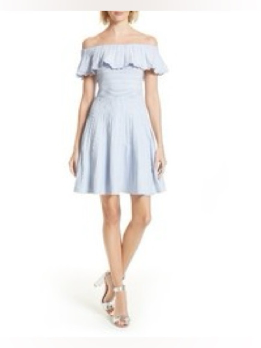 Ted Baker size 3 Elegant Off-Shoulder baby blue Dress